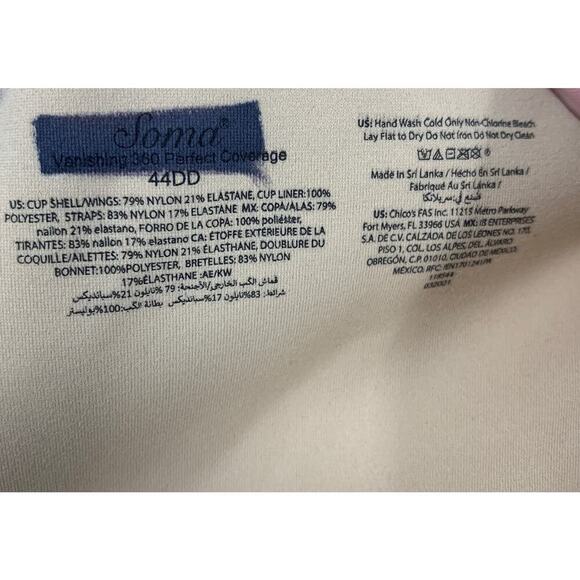 New Soma Vanishing 360 Perfect Coverage Bra Warm Amber Plus Sz 44DD 44 DD NWOT - Picture 5 of 5